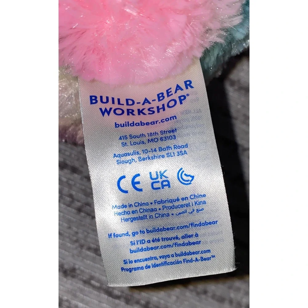 Build-A-Bear Workshop Pastel Swirl Tie Dye Plush Bear Pink Blue Yellow 18